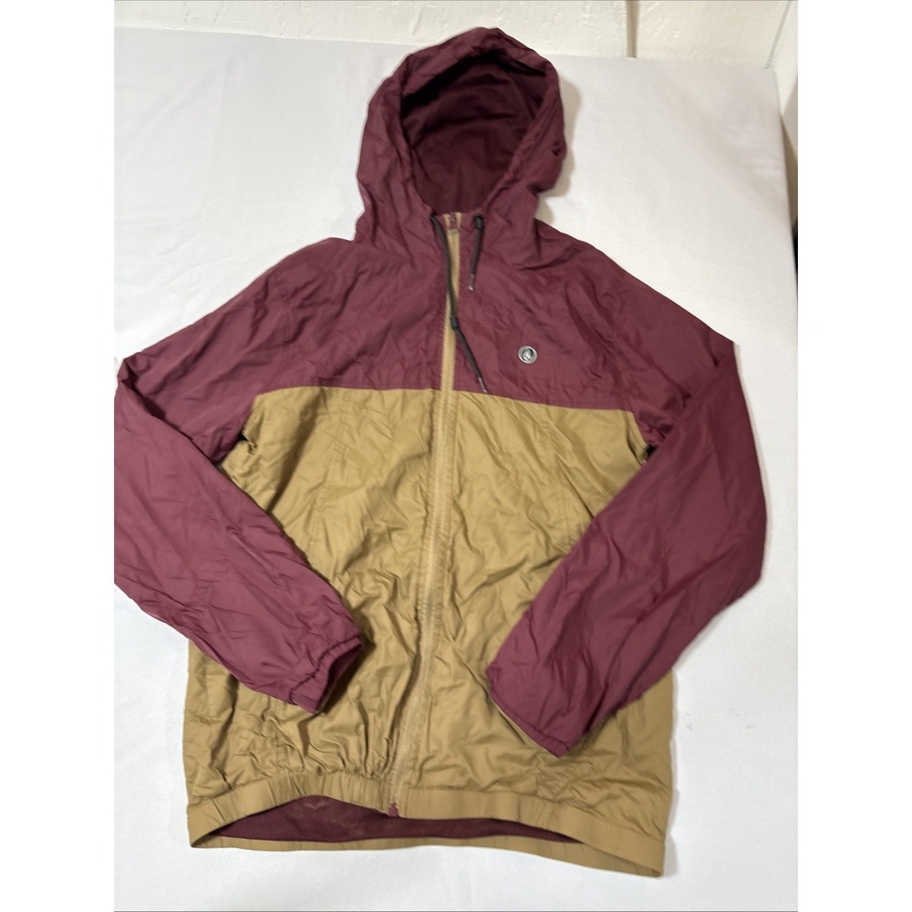 Volcom Full Zip Hooded Windbreaker Rain Jacket Mens M Mesh Lined Pockets